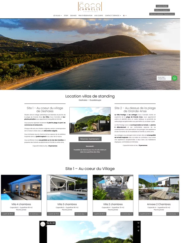 Aperçu du site Villas Coco Cannelle